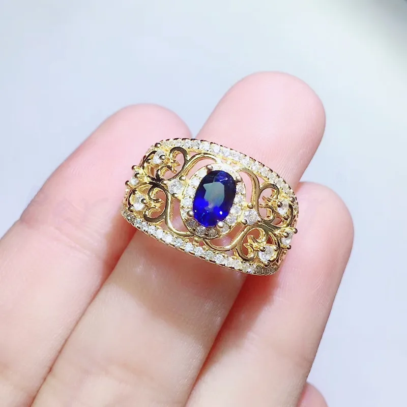 Кольцо с натуральным сапфиром 0.6ct, драгоценный камень,, серебро 925 пробы, хорошее ювелирное изделие для мужчин или женщин Q91156