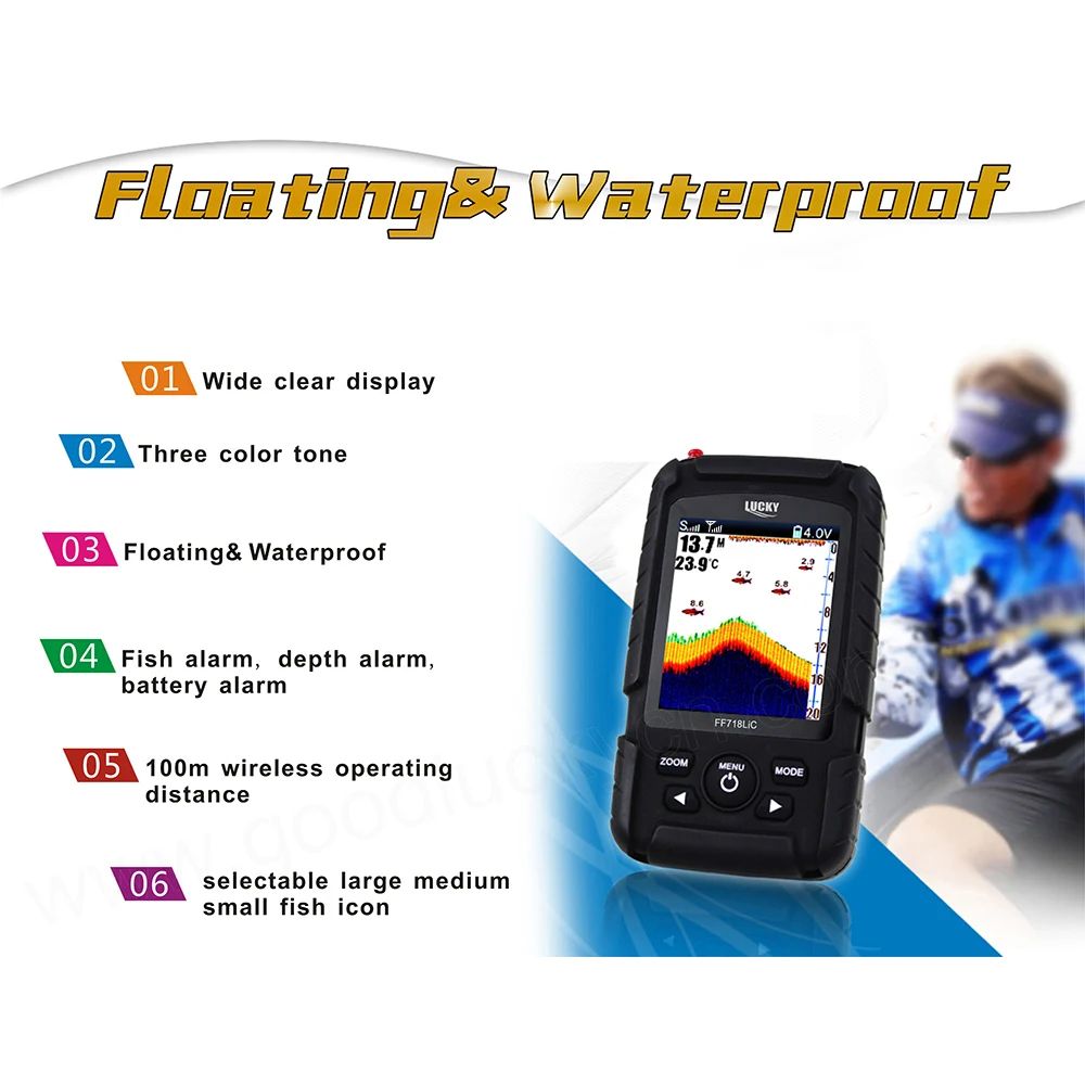 

Hot New FF718LiC 328ft /100m depth Fishfinder Sonar Transducer 2-in-1 Wired & Wireless Sensor Portable Waterproof Fish Finder