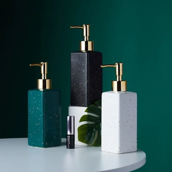 

New Arrival Washroom Ceramic Lotion Bottle Cuboid Bottle Prochoos Sub-bottling Sea Snail Hand Pressure Type Sanitizer Container