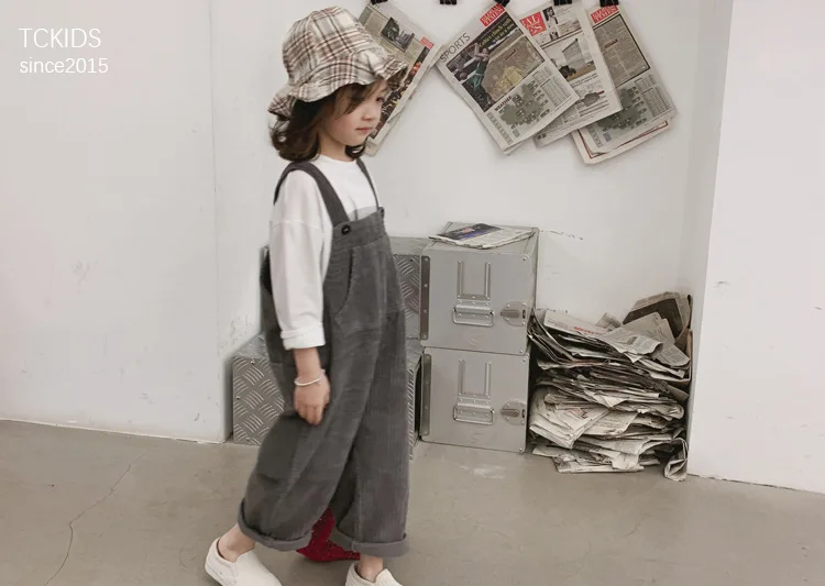 Tckids детская одежда, Настраиваемые 19 весенних CBC-style, для мужчин и женщин, детей, толстые вельветовые свободные брюки на подтяжках