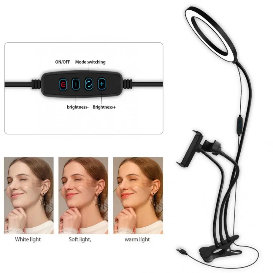 Высокое качество 3 шт./компл. 20 см USB Питание светодиодный затемнения кольцо Красота кольцевой светильник кронштейн заполните лампы для макияжа телефон Live чехол для телефона