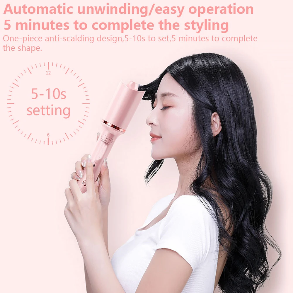 Ha4f7e57ae76848368f1dd40b250d1d5cJ Automatic Hair Curler Ceramic Auto Rotate Curling Iron Long-lasting Hair Styling Temperature Wave Hair Care Electric Hair Curler