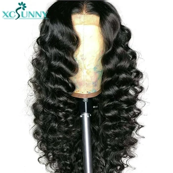 

180 Density Loose Deep Fake Scalp Lace Front Human Hair Wigs For Women Glueless Remy Brazilian 13x6 Lace Frontal Wig xcsunny