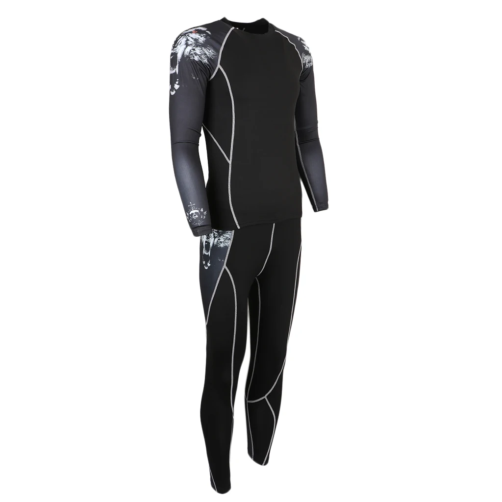 Compression T-shirt Pants Workout Fitness Tights Leggings Rash Guard for Men Basketball Bodybuilding Hiking Running