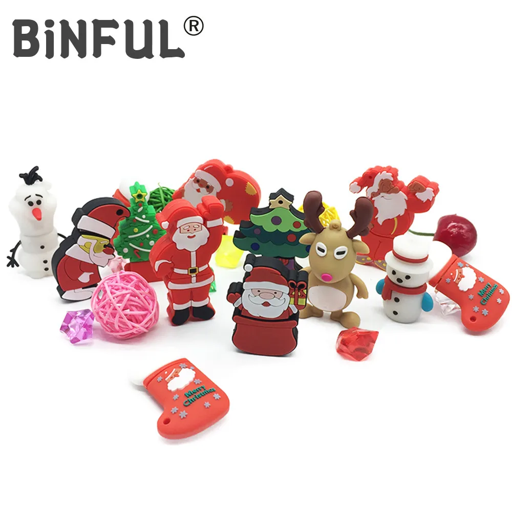 BiNFUL Santa Claus/Christmas tree/elk/snowman pen drive 32GB usb flash drive 4GB 8GB 16GB 64GB 128GB 256GB 512GB pendrive U Disk new usb flash drive 128gb pendrive cartoon snowman christmas tree gifts 64gb 32gb 16gb 8gb 4gb elk deer santa claus pen drive