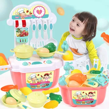 

Children Kids Mini Kitchen Toy Set Baby Girls Play House Toy Pretend Play Kitchen Utensils Cooking Pots Food Cookware Toy Gifts