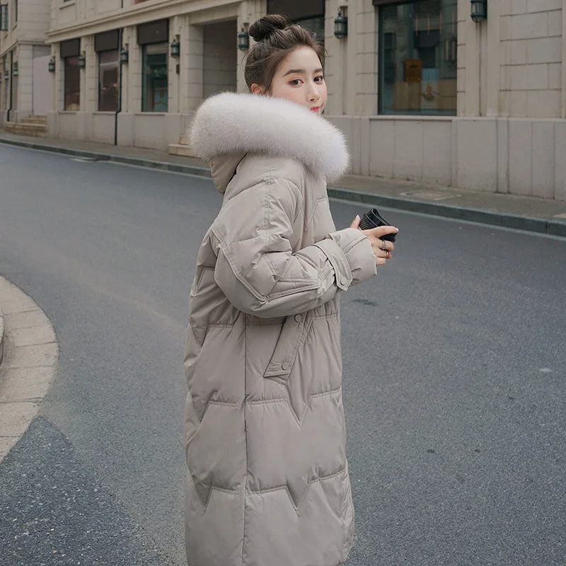 Women Warm Long Coat Puffer Faux Fur Collar Hooded Jacket Parka Overcoat US