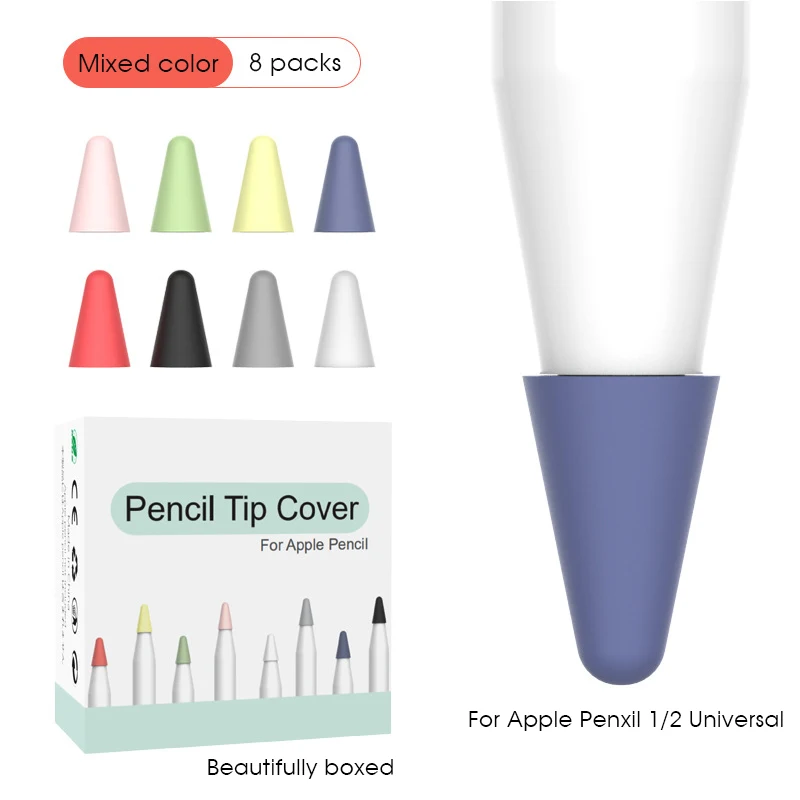 8 шт. один цвет мягкий силиконовый сменный наконечник подходит для Apple Pencil 1-й 2-й Высокочувствительный стилус запасная ручка для карандаша 2
