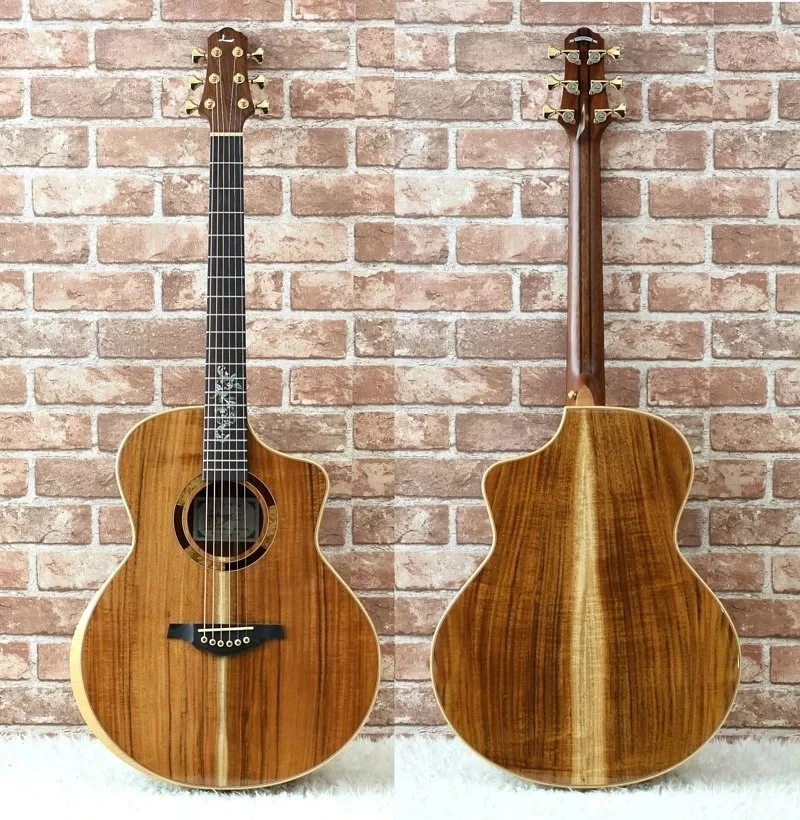 Деревянная акустическая гитара lesing Solid KOA 41 дюйм Cutaway Jumbo all solid koa бесплатная