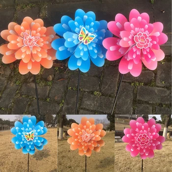 

Butterfly Peony Flower Colourful Wind Spinner Windmill Home Garden Decor New