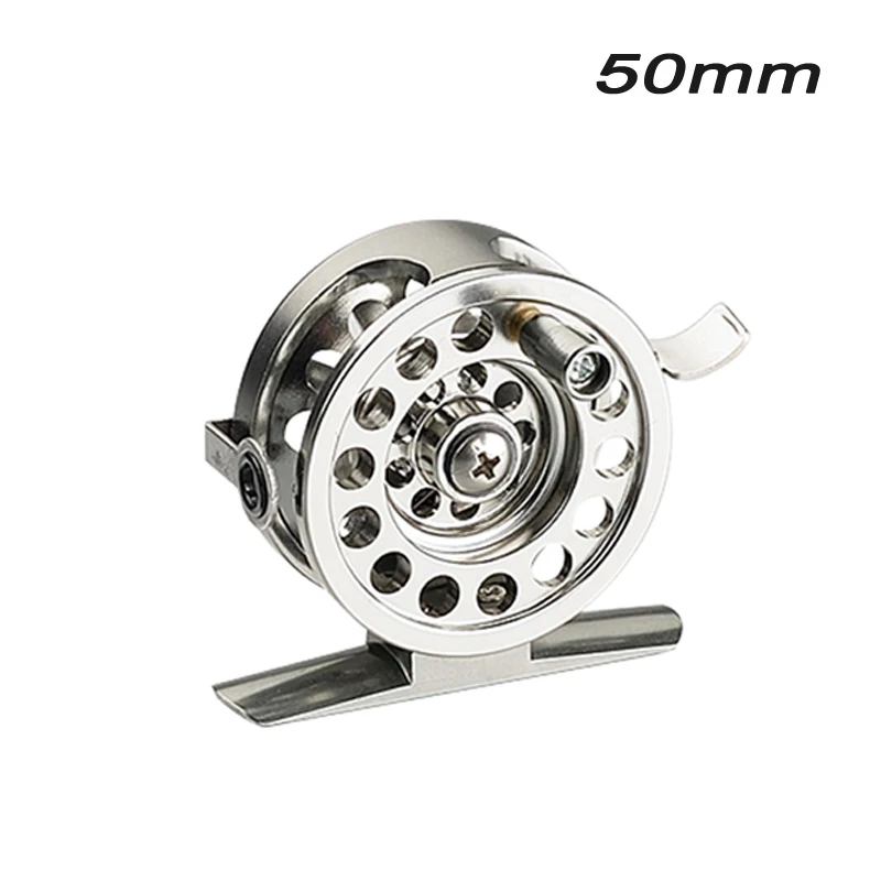 50mm Подледная рыбалка катушка полностью Алюминий V-shape форме, благодаря чему создается ощущение невесомости с нахлыстом колеса 50/60 мм правая рука снасти для подледной рыбалки конструкция тормоза с проволочная петля YL22 - Цвет: 50mm