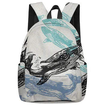 

Sea Whale Backpack College Students Laptop Backpack Book Bag Casual School Bag