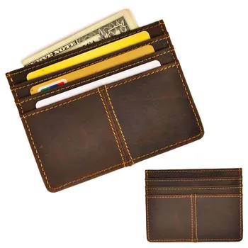 

Fashion Men Unisex Quality Leather Business Credit Card Case Holder Design ID Window Slim Handy Wallet Front Packet Purse 1078-d