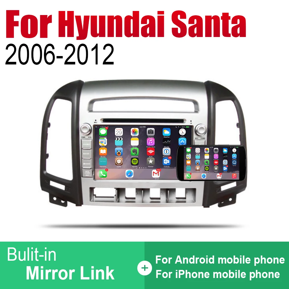 Автомагнитола ZaiXi 2 Din Android DVD для Hyundai Santa Fe 2006 ~ 2012|Мультимедиаплеер авто| |
