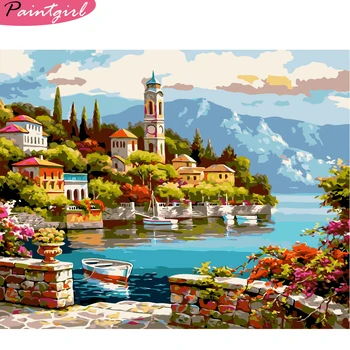 

Painting By Numbers DIY Seascape Landscape Room Wall Art Unframed Oil Paint For Adults Home Decoration paint girl
