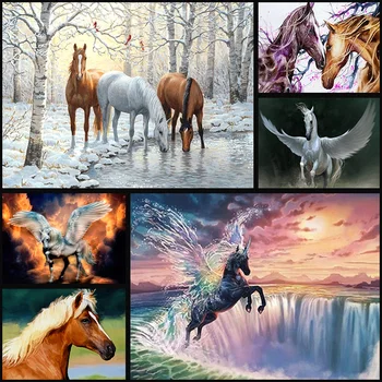 

5d diy full diamond painting cross stitch animal horse 3D diamond embroidery artwork home decor kit