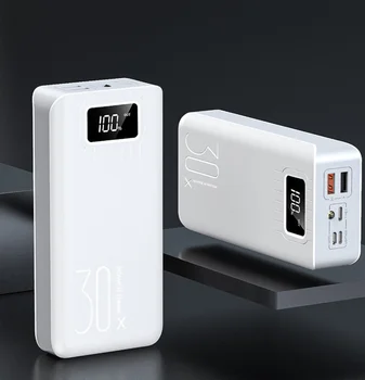 

30000mAh power bank Roll Machine Line Typc Micro USB QC Fast Charging Power LED Display Portable External Battery Charger