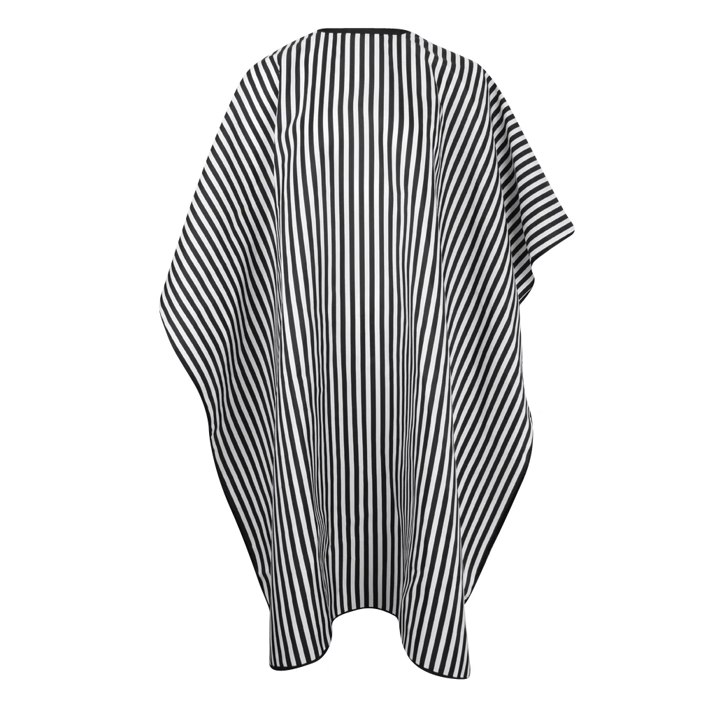 Professional Adults Salon Cape Haircut Apron Button Hairdressing Gown Apron - Black and White Stripes - Large Size