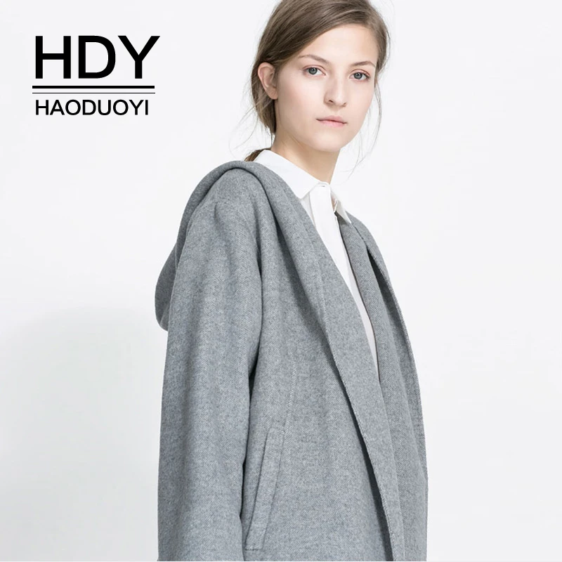 

HDY Haoduoyi Fashion New Arrivals Ladies Casual Long Style Windbreaker Tie Waist Basic Classic Color Elegant Long Sleeve Coat