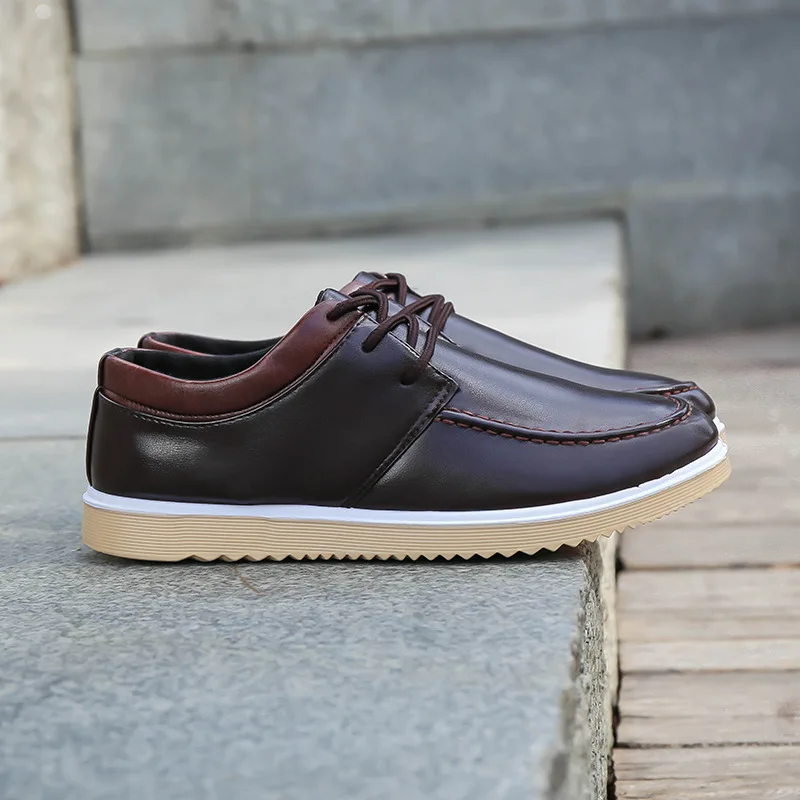 

Autumn MEN'S Casual Leather Shoes Men's Lace-up MEN'S SHOES Low Top England Business Shoes Lace-up Trend Casual Shoe