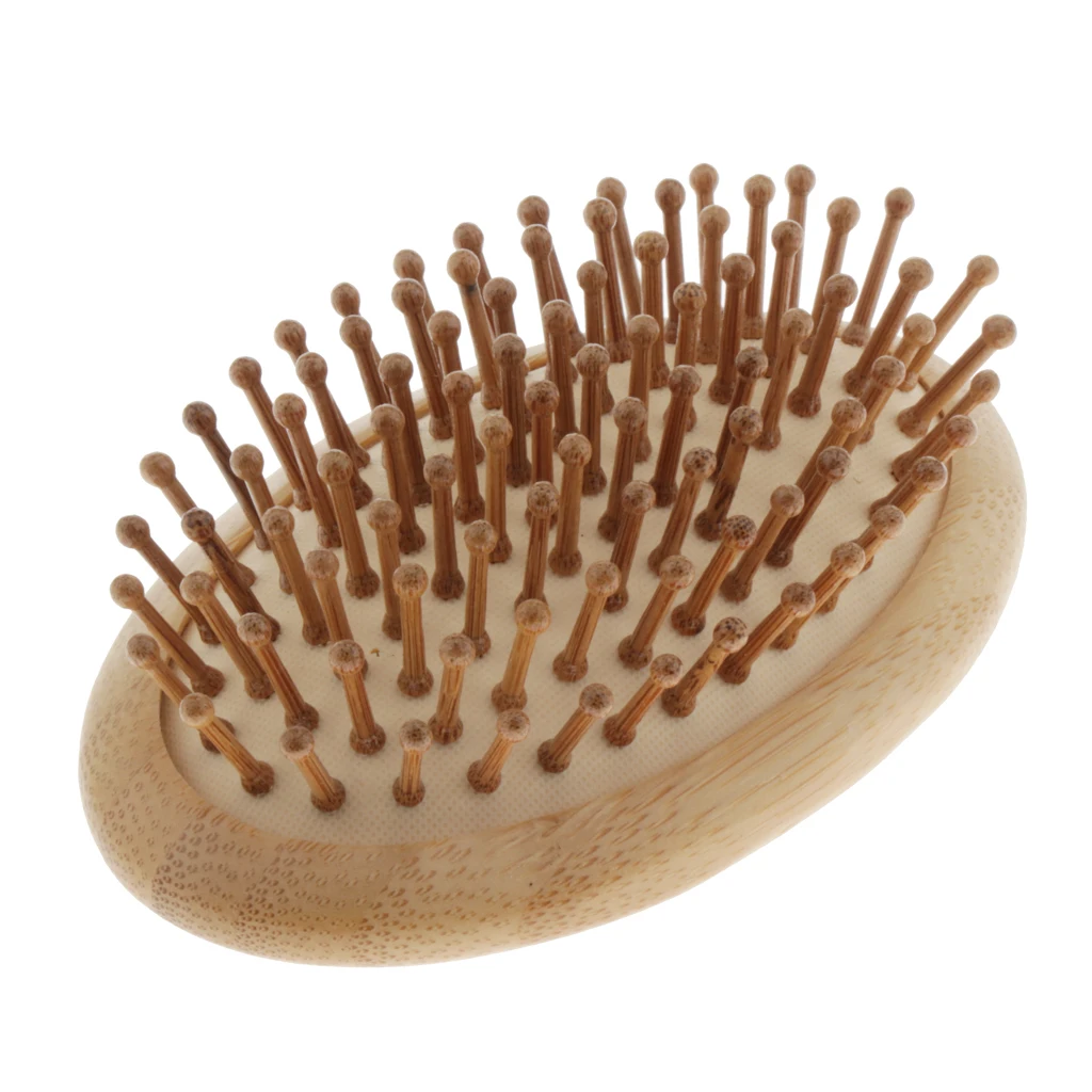 Wood Paddle Hair Brush Travel Portable Cushioned Hairbrush For Shiny Silky Hair