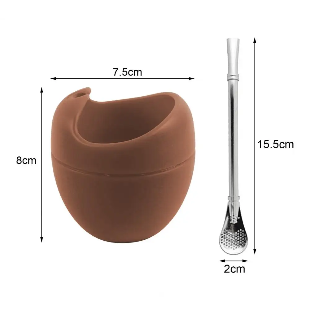 Yerba Mate Tea Cup Reusable Mate Tea Cup Filter Portable Silicone Bombilla Stainless Steel Straw Drink