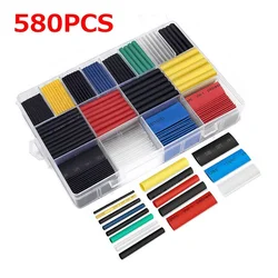Kit de tubos termorretráteis com 580 m, 6 cores, 11 tamanhos, conjunto de tubos, envoltório para diy