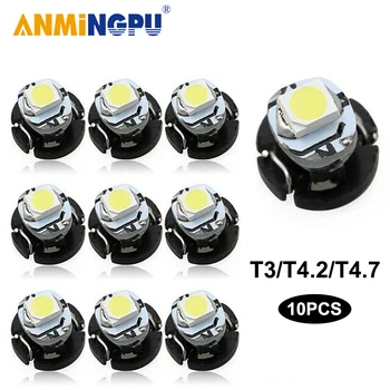 

ANMINGPU 10x Signal Lamp T3 Led Canbus 2835 5050 Chips T4.2 T4.7 Led Car Dashboard instrument Light Auto Interior Side Light 12V