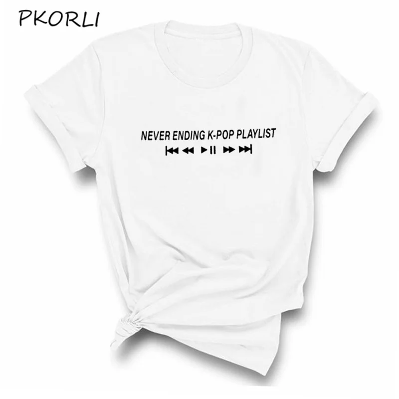 Футболка с надписью Never Ending Kpop для мужчин и женщин хлопковая тенниска принтом Merch