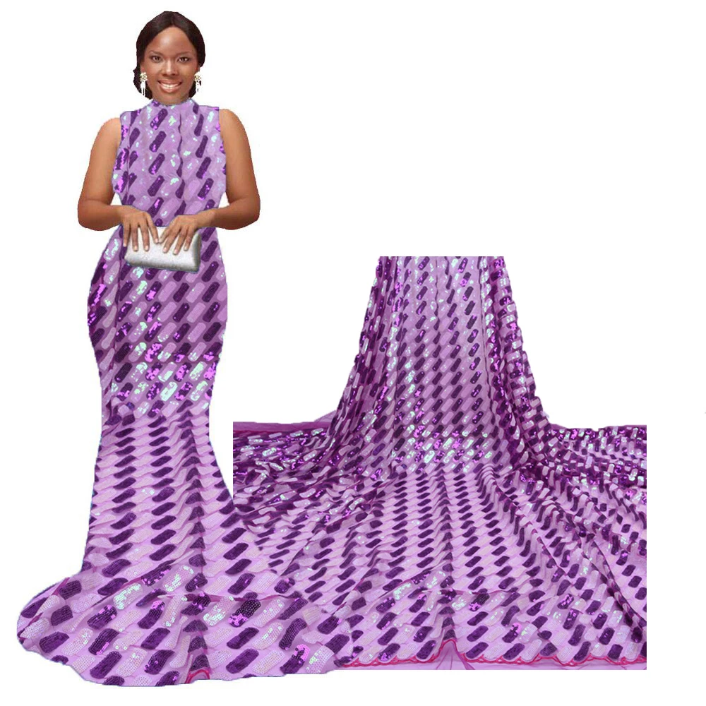 

Purle Lace African Lace Fabrics with Sequins New Design Bridal Lace Material High Quality Laces Fabric For Dress