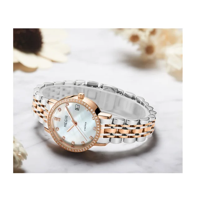 MEGIR Top Brand New Elegant Woman Watch Female Wristwatch Japan Movt 30M Waterproof Gold Expensive Analog Geneva Quartz Watch 3