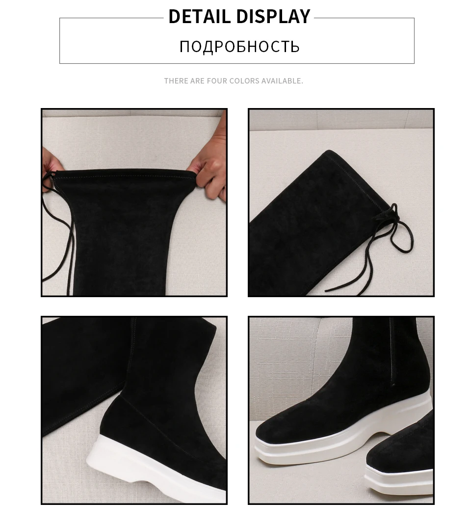 ENMAYER/ г. Женские ботинки в Корейском стиле ботфорты из эластичной ткани сапоги-носки Женская обувь на среднем каблуке без застежки размеры 34-40