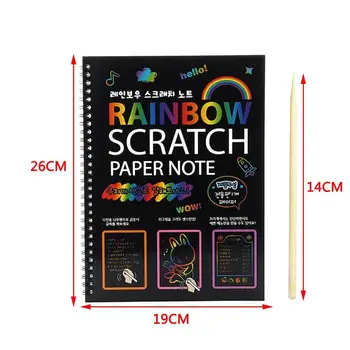 

19 * 26cm Magic Color Rainbow Scratch Paper Scratch Painting Gold Powder Painting Sand Painting Diy Drawing Toys Paper Jam