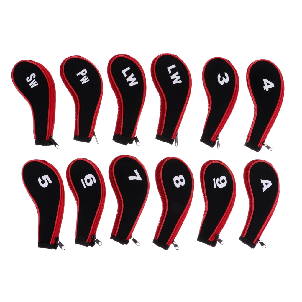 A-SW Neoprene Soft Zipper Golf Club Head Cover Golf Club Putter Socks/Sleeve with Interchangeable Number Tags