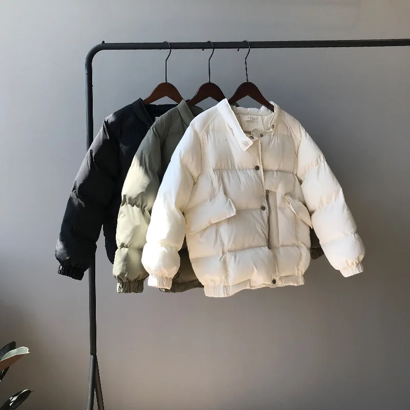 

2019 Winter Clothes Short Cotton-padded Jacket Woman Thickening Loose Coat Stand Collar Bomber Jacket Parka Warm Outwear