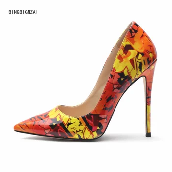 

BBZAI 2020 Pointed Spring new pattern woman shoes high-heeled shoes Sexy Nightclub women's shoes 12CM Stiletto heels 3-10 11