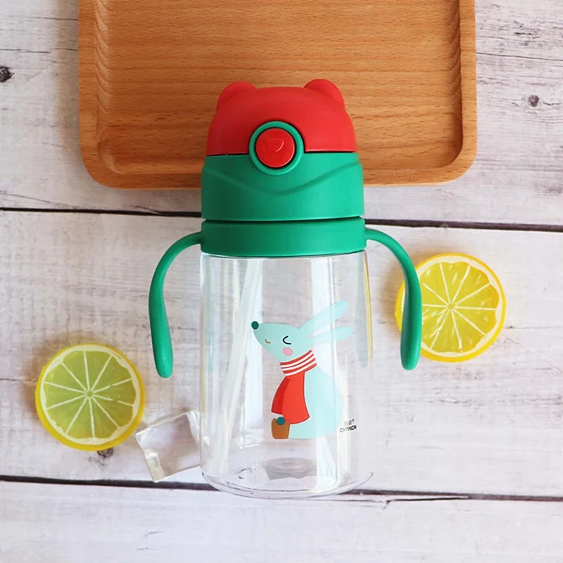 1 шт 450 мл детские дети мультфильм животных школы питьевой воды соломы для бутылки кружки-непроливайки с плечевым ремнем кормления