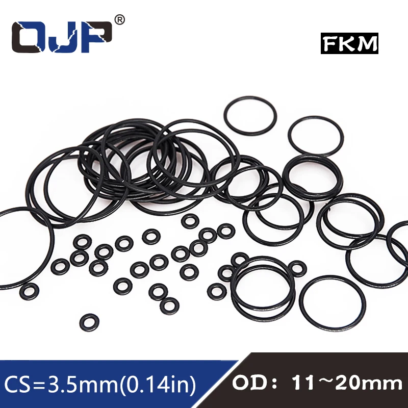 10pcs fluorine rubber ring black fkm o ring seal cs 3 5mm od11 12 13 14