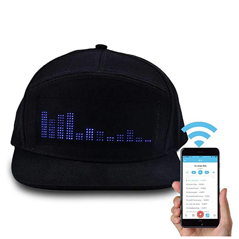 Модный светодиодный головной убор с Bluetooth, бейсболка, бейсболка для мужчин и женщин, светящаяся Кепка в стиле хип-хоп, вечерние, светящиеся кепки