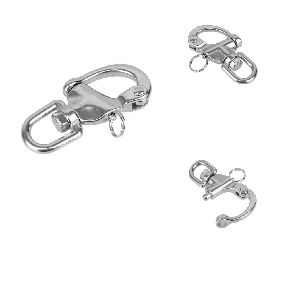 70/87/128mm Stainless Steel Swivel Eye Snap Shackle for Sailing Boat Yacht 