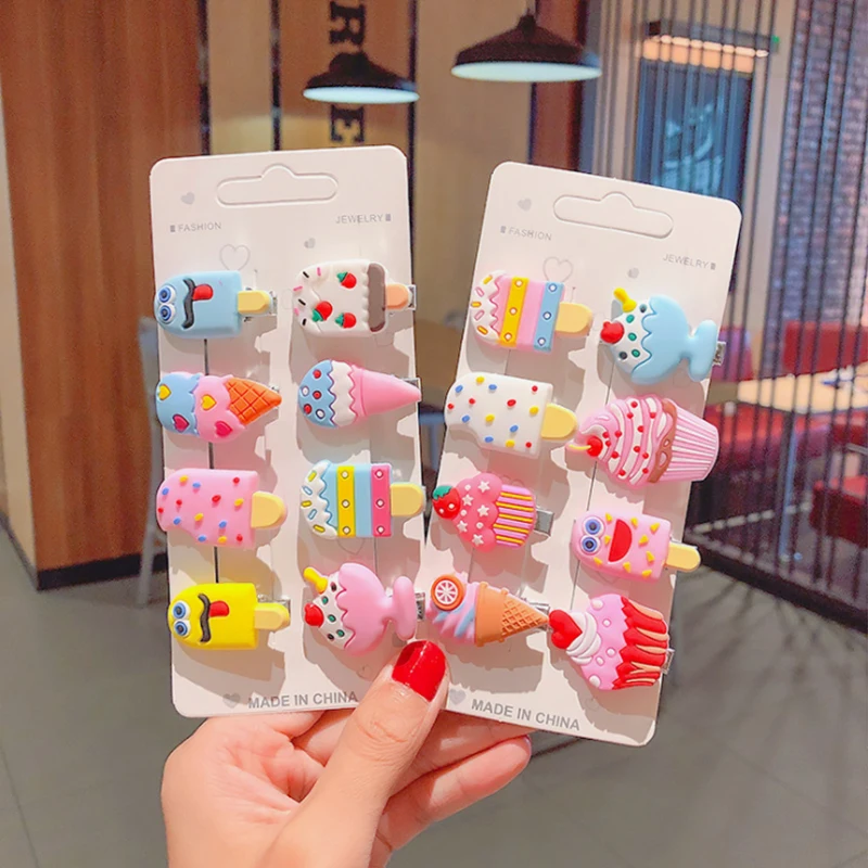 

6/10Pcs/Pack Super Cute Colorful Hair Clips Girls Butter Ice Cream Hairpins Kids Simple Ornament Hair Accessories As For Gift