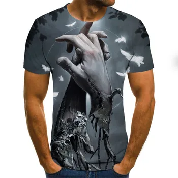

2020 new 3D skull t-shirt punk t-shirt men's printed casual T-shirt o-neck hip-hop short sleeve size xxs-6xl