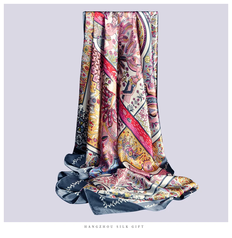 Женские Настоящие шелковые квадратные платки чистый шарф из натурального шелка с цветочным принтом платок для женщин женские обертывания шали 110*110 см
