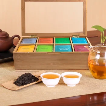 

Tea Box Organizer Wood Sugar Packet Container Tea Box System Bamboo System Tea Bag Jewelry Organizer Storage Box 5 Compartments