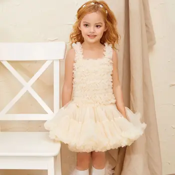

Flower Vintage Ruched Baby Girls Ball Gown Dress Ceremony Clothing Tutu Party Elegant Wear Girls Princess Dress Kids Vestidos
