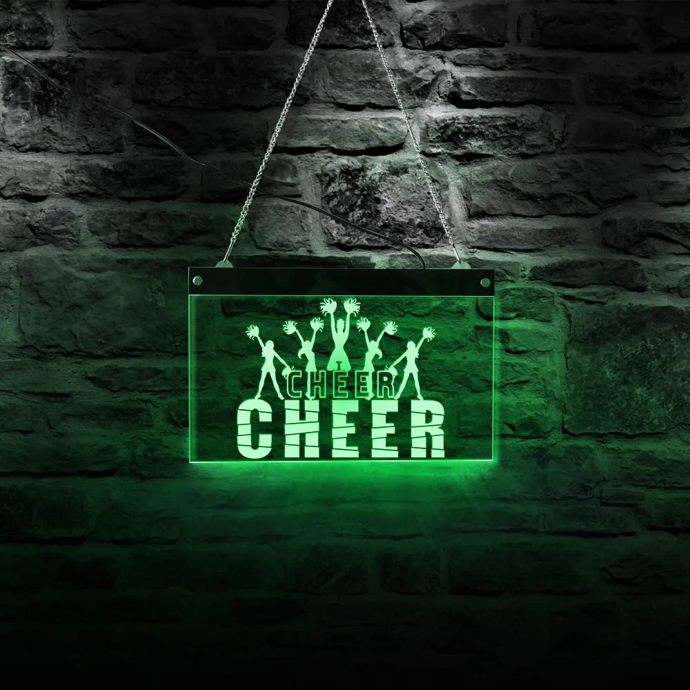 

Cheering Squad Rectangle Acrylic Light Board Ball Game Cheerleader Team Illuminated Neon Sign Multi-color LED Lighting Wall Art