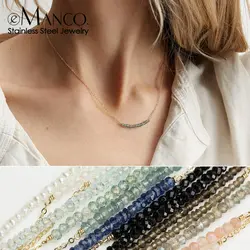 E-Manco разноцветный кристалл кулон колье ожерелье женский золотой цвет из нержавеющей стали ожерелье многослойное ожерелье