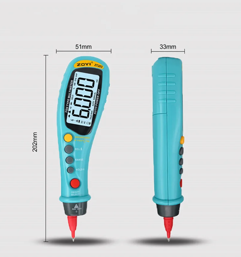 Original Manufacturer ZOYI ZT203 True-RMS AC DC Voltage Ohm Capacity Frequency Diode Continuity NCV Digital Pen Type Multimeter