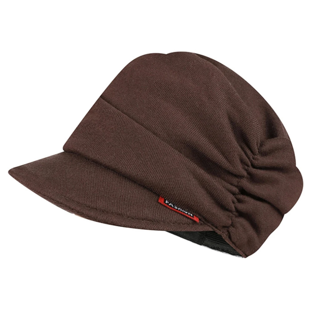 Cabbie Cap Hat Women Girl Drape Layers Beanie Hat Brim Visor Cap Newsboy Cap Warm Elastic Cap - Цвет: Coffee