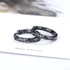 New Trendy Pattern Black Gold Hoop Earrings For Women Men Jewelry 925 Silver Earring Chic Unisex Party Accessories Gifts KOFSAC ► Photo 1/6